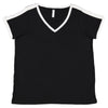 LAT Women's Black/White Curvy Soccer Ringer Premium T-Shirt