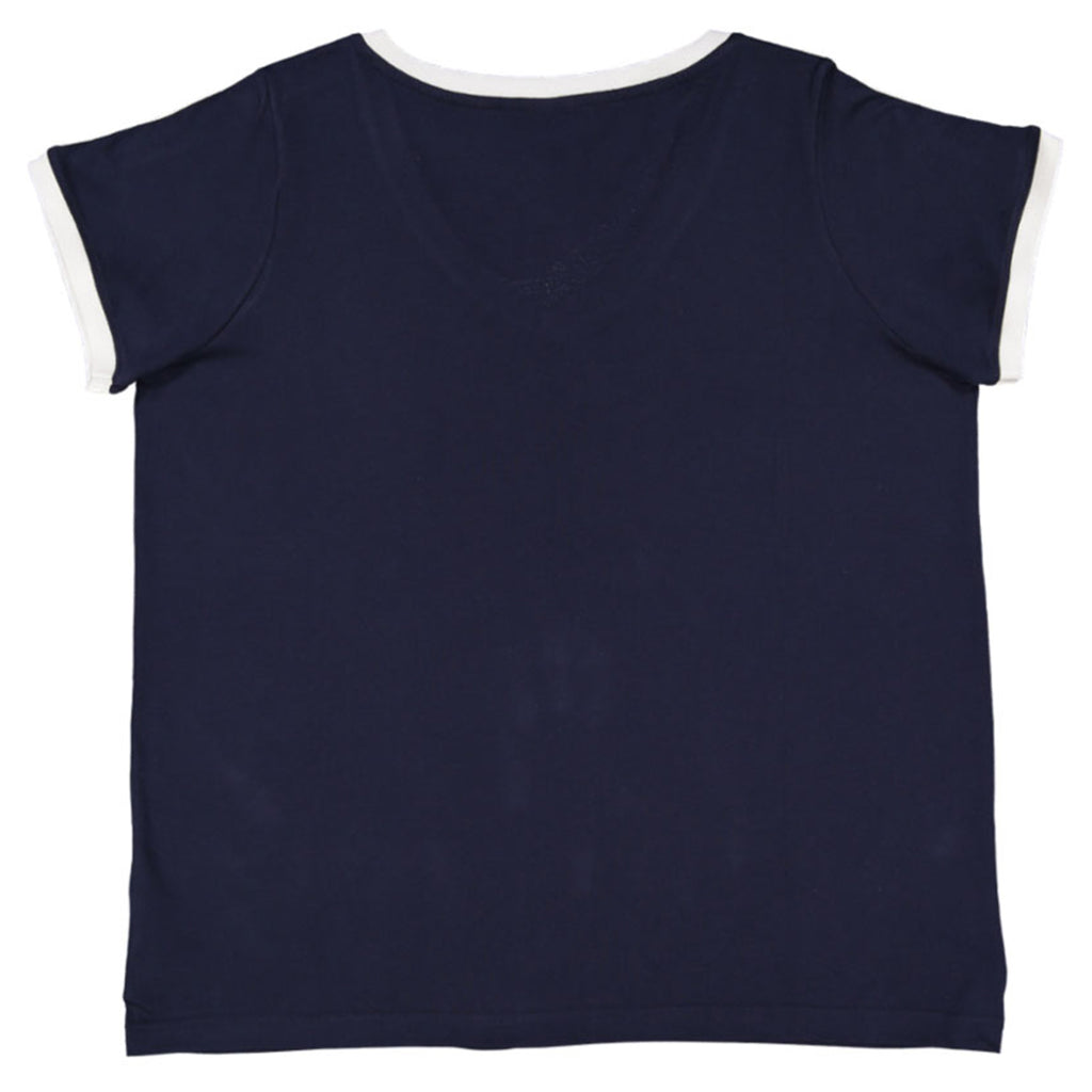 LAT Women's Navy/White Curvy Soccer Ringer Premium T-Shirt