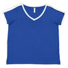LAT Women's Royal/White Curvy Soccer Ringer Premium T-Shirt