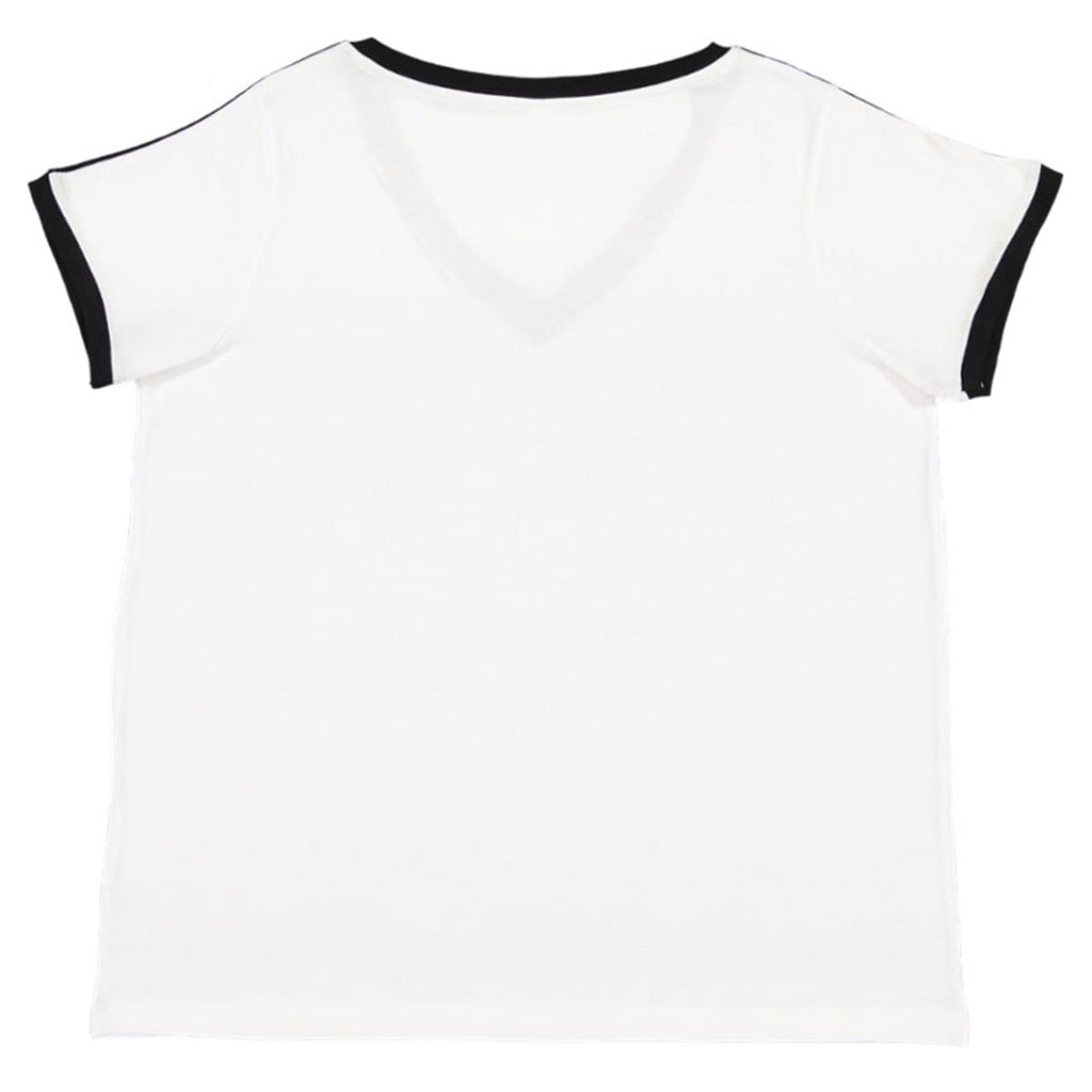 LAT Women's White/Black Curvy Soccer Ringer Premium T-Shirt