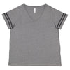 LAT Women's Granite Heather/Vintage Smoke Curvy Football Premium Jersey T-Shirt