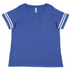LAT Women's Vintage Royal/Blended White Curvy Football Premium Jersey T-Shirt