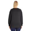 LAT Women's Black Curvy Slouchy French Terry Pullover