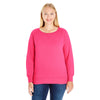LAT Women's Hot Pink Curvy Slouchy French Terry Pullover