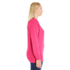 LAT Women's Hot Pink Curvy Slouchy French Terry Pullover