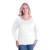 LAT Women's White Curvy Slouchy French Terry Pullover