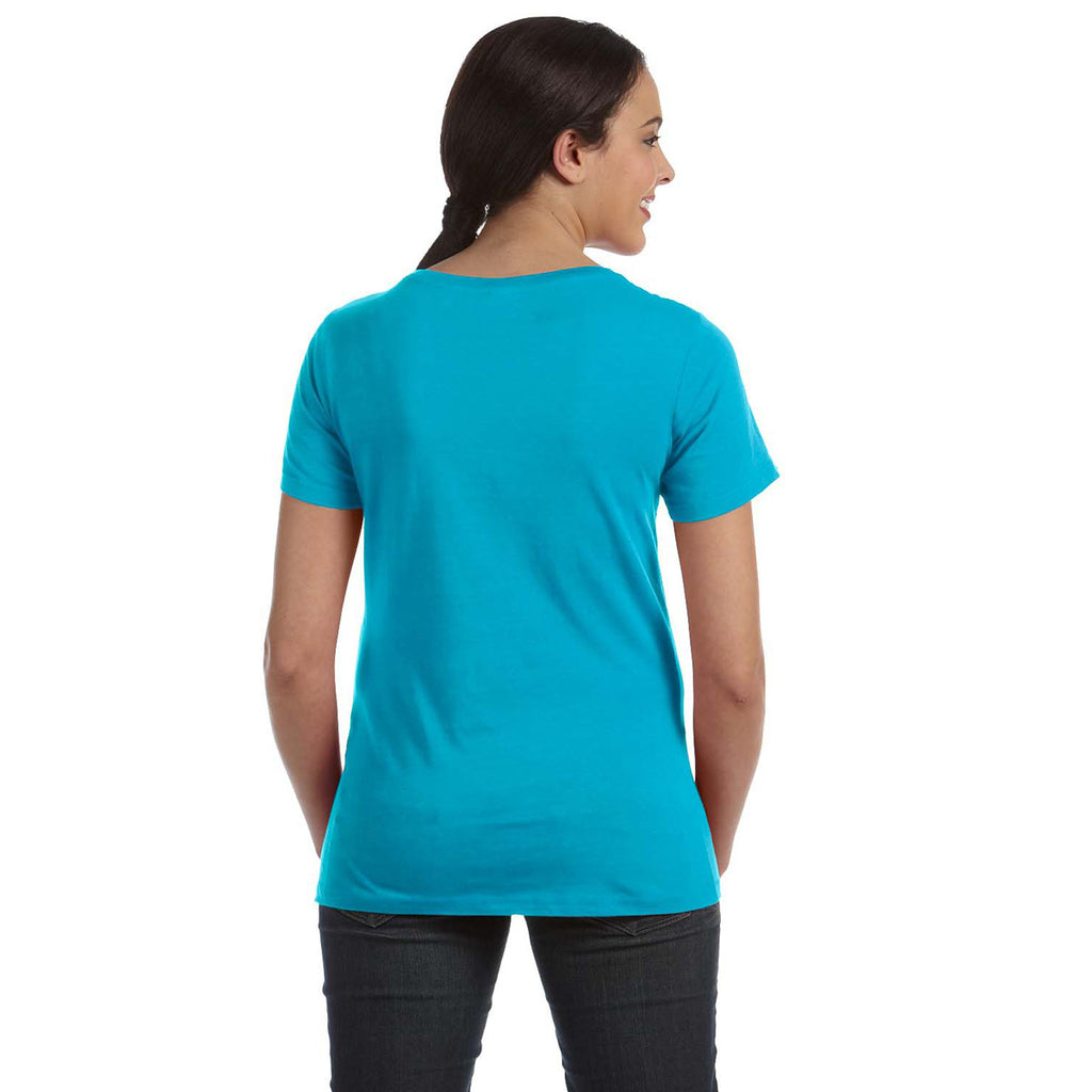 Anvil Women's Carribean Blue Ringspun Sheer Featherweight T-Shirt