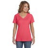 Anvil Women's Coral Ringspun Featherweight V-Neck T-Shirt