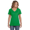 Anvil Women's Green Apple Ringspun Featherweight V-Neck T-Shirt