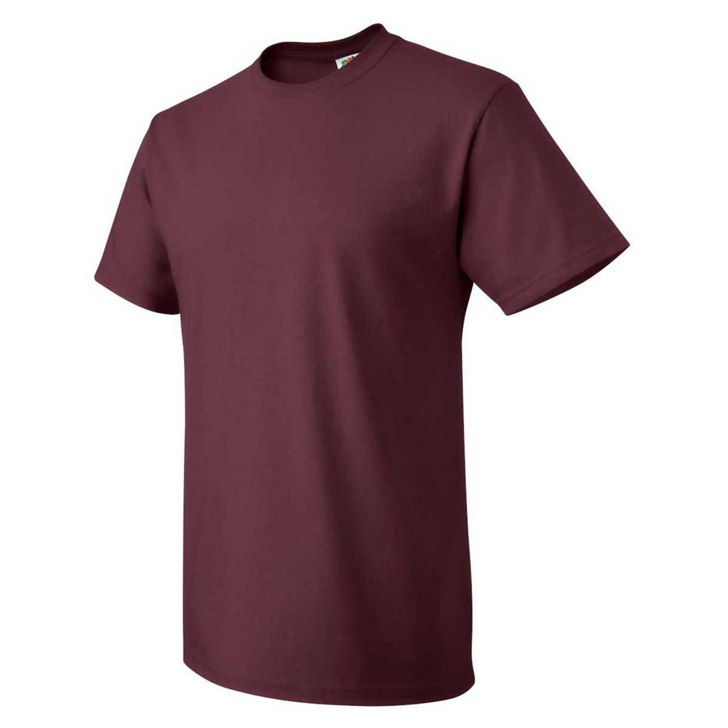 Fruit of the Loom Men's Maroon HD Cotton Short Sleeve T-Shirt