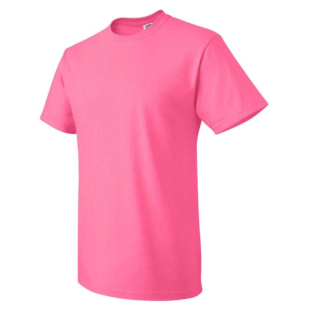 Fruit of the Loom Men's Neon Pink HD Cotton Short Sleeve T-Shirt