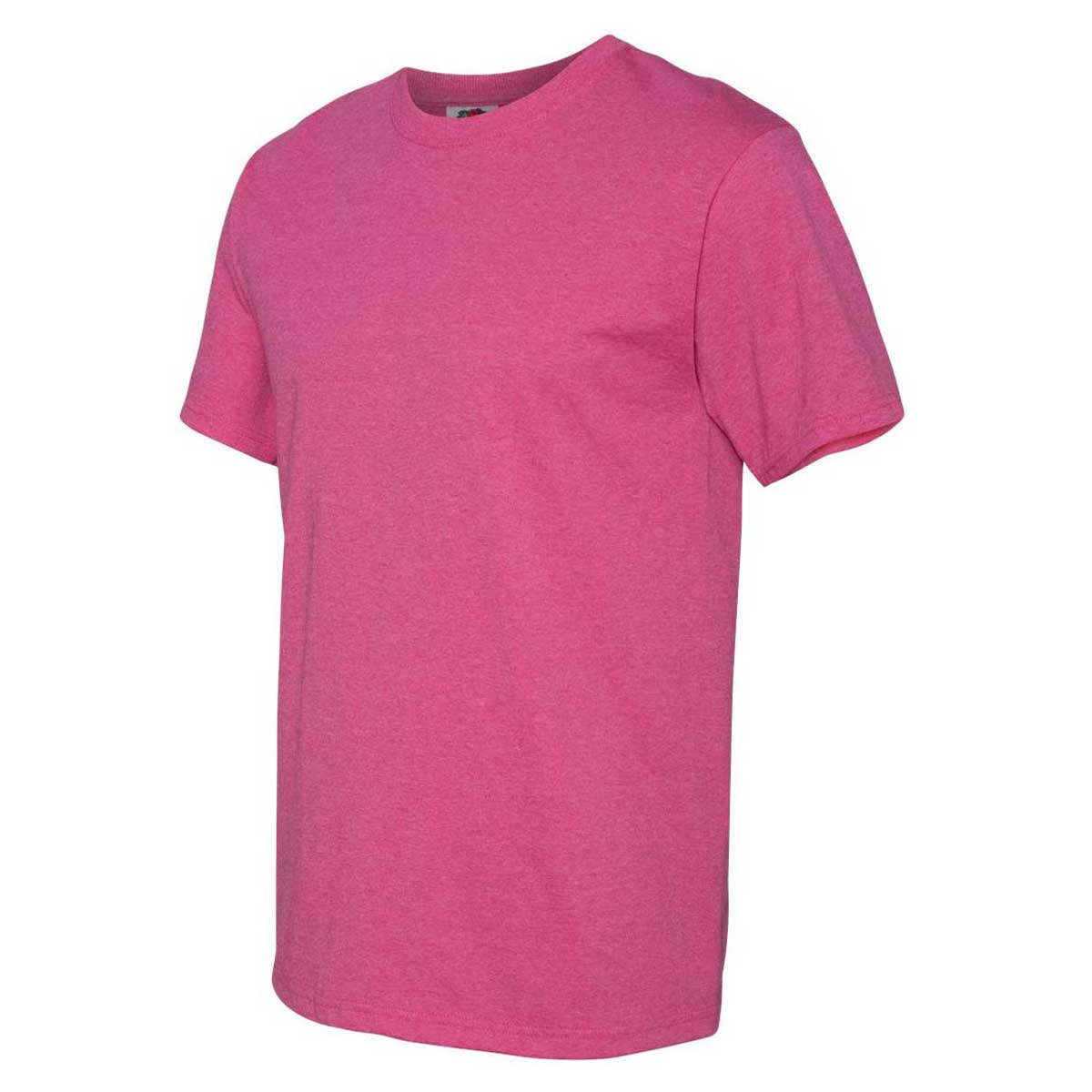 Fruit of the Loom Pink T-Shirt Cotton Short Sleeve Retro Heather HD Men\'s