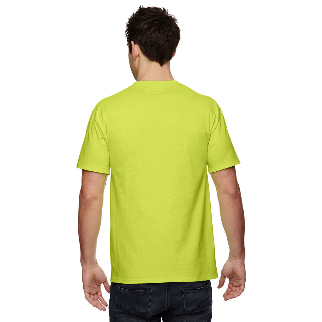 Fruit of the Loom Men's Safety Green 5 oz. HD Cotton Pocket T-Shirt