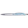 Hub Pens Blue Trim Silver X2 Stylus Pen with Blue Ink