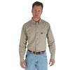 Wrangler Men's Khaki Riggs Workwear Long Sleeve Button Down Solid Twill Work Shirt