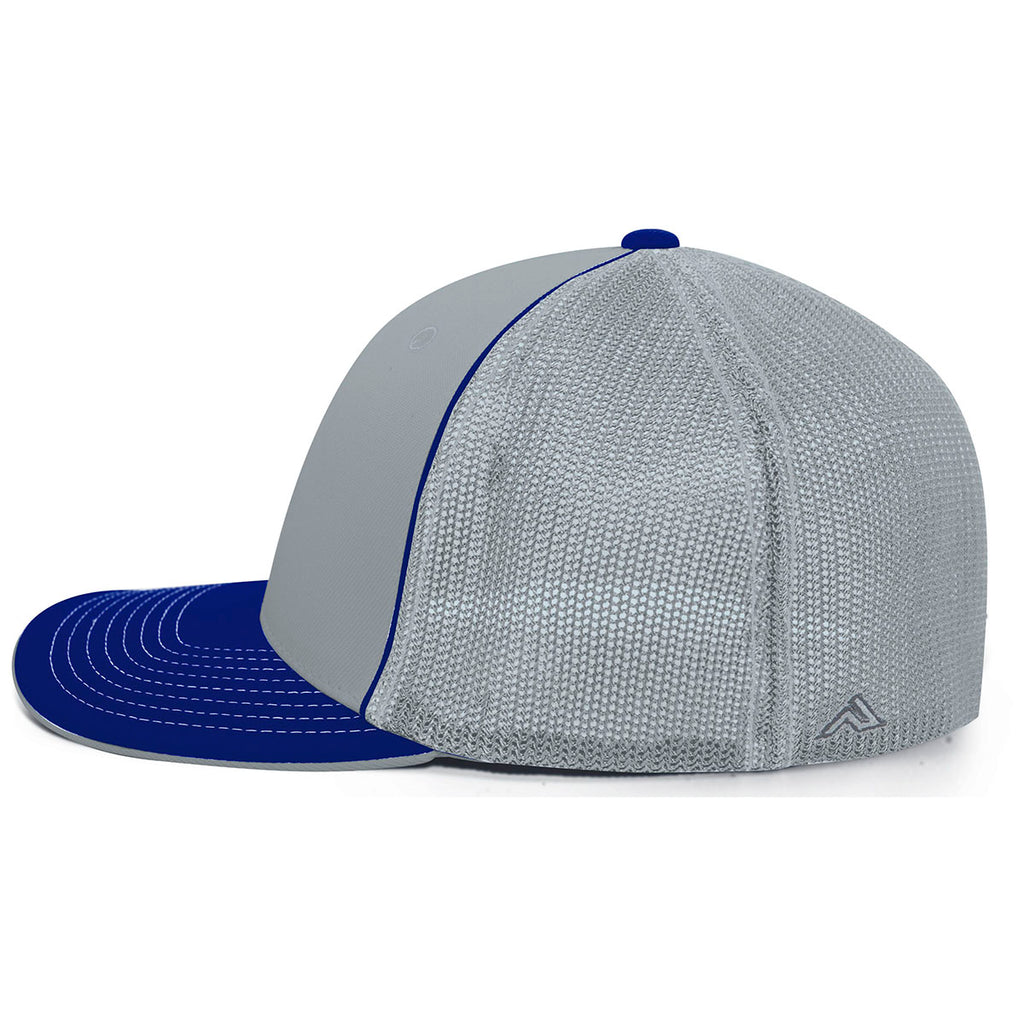 Pacific Headwear Silver/Royal Universal Fitted Trucker Mesh Cap