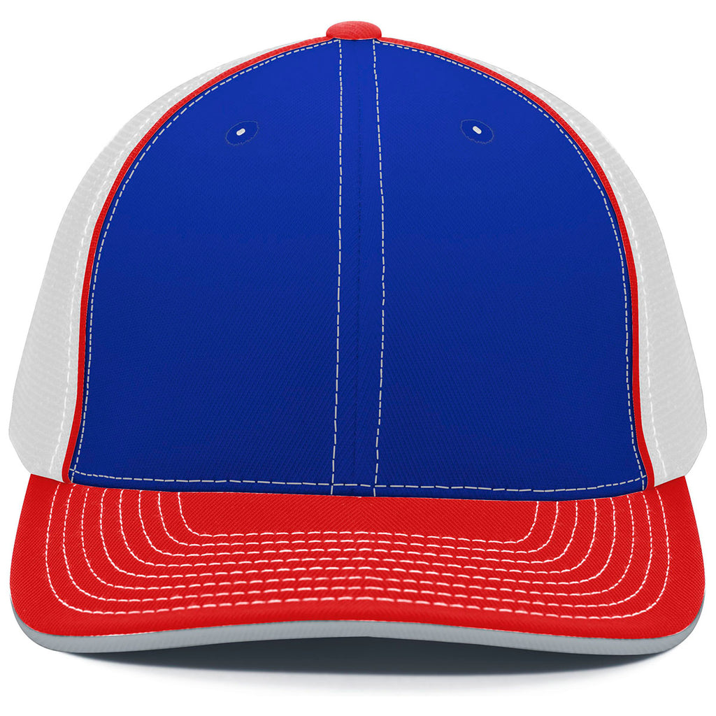 Pacific Headwear Royal/White/Red Universal Fitted Trucker Mesh Cap