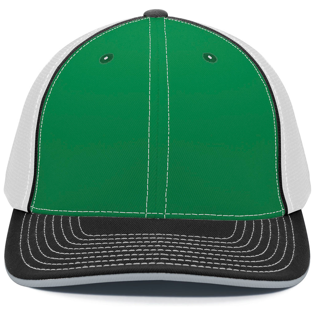 Pacific Headwear Kelly/White/Black Universal Fitted Trucker Mesh Cap