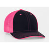 Pacific Headwear Black/Pink Universal Fitted Trucker Mesh Cap