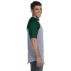 Augusta Sportswear Men's Athletic Heather/Dark Green Short-Sleeve Baseball Jersey