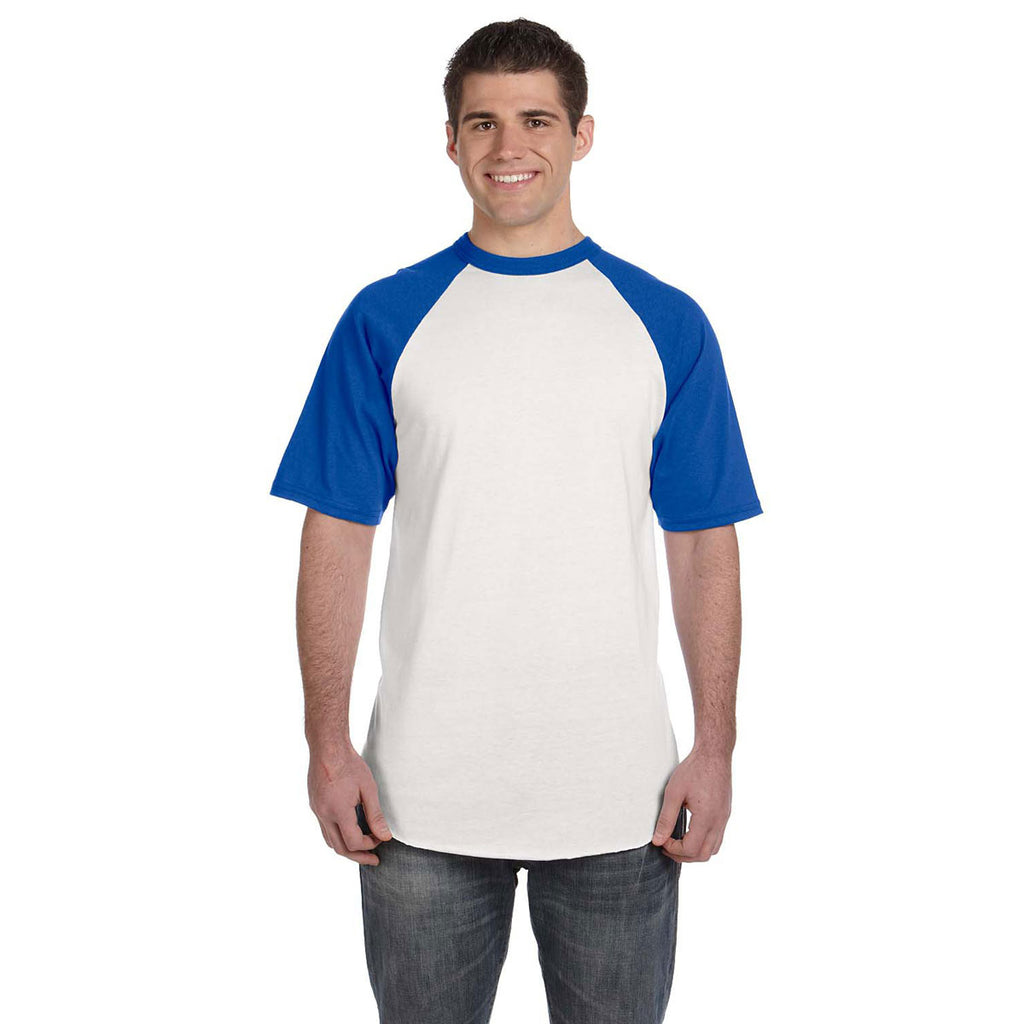 Augusta Sportswear Men's White/Royal Short-Sleeve Baseball Jersey