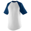 Augusta Sportswear Men's White/Navy Short-Sleeve Baseball Jersey