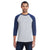 Hanes Men's Light Steel/Navy 4.5 oz. 60/40 Ringspun Cotton/Polyester X-Temp Baseball T-Shirt