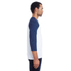 Hanes Men's White/Navy 4.5 oz. 60/40 Ringspun Cotton/Polyester X-Temp Baseball T-Shirt