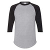 Augusta Sportswear Men's Athletic Heather/Black Three-Quarter Raglan Sleeve Baseball Jersey