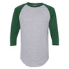 Augusta Sportswear Men's Athletic Heather/Dark Green Three-Quarter Raglan Sleeve Baseball Jersey