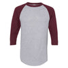 Augusta Sportswear Men's Athletic Heather/Maroon Three-Quarter Raglan Sleeve Baseball Jersey