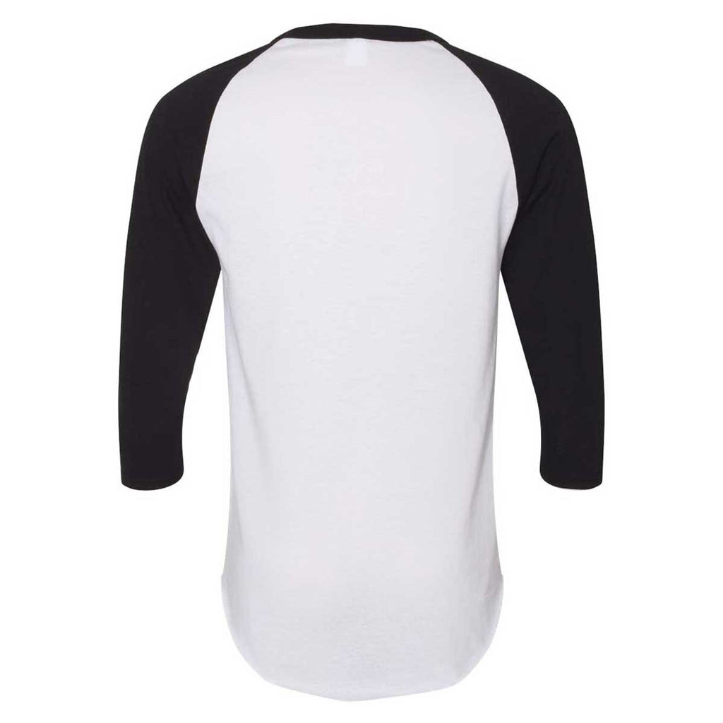Augusta Sportswear Men's White/Black Three-Quarter Raglan Sleeve Baseball Jersey