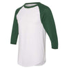 Augusta Sportswear Men's White/Dark Green Three-Quarter Raglan Sleeve Baseball Jersey