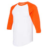 Augusta Sportswear Men's White/Orange Three-Quarter Raglan Sleeve Baseball Jersey