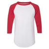Augusta Sportswear Men's White/Red Three-Quarter Raglan Sleeve Baseball Jersey