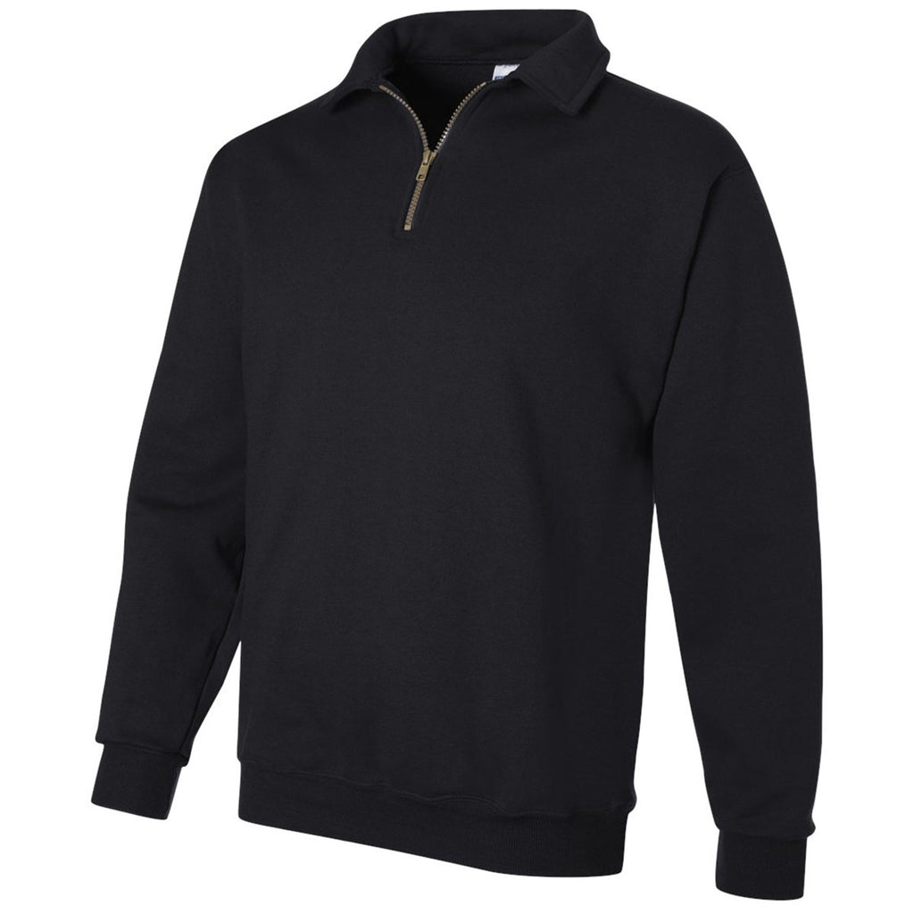 Jerzees Men's Black Super Sweats NuBlend Quarter-Zip Cadet Collar Sweatshirt