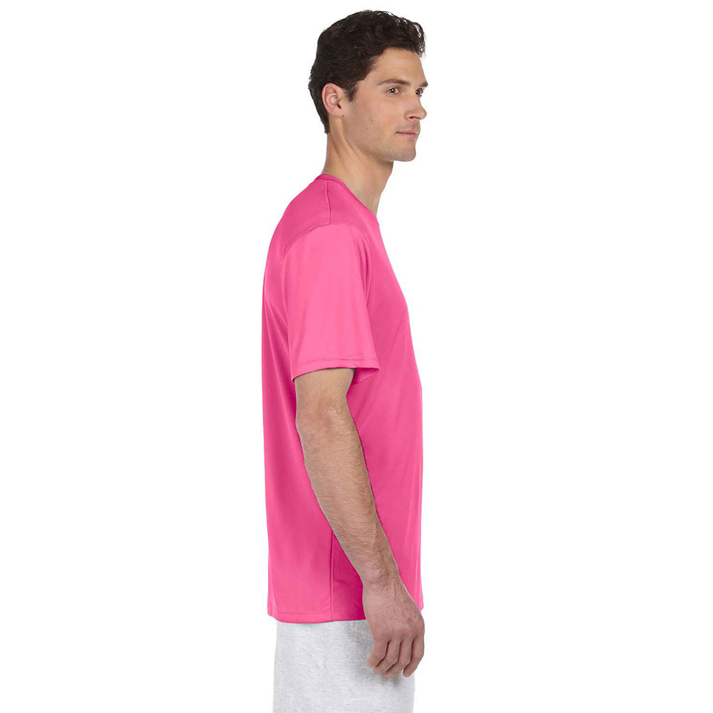 Hanes Men's Wow Pink Cool DRI with FreshIQ T-Shirt