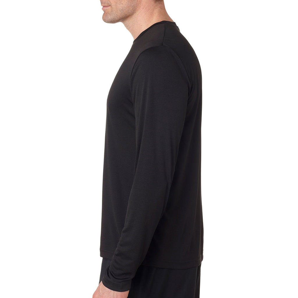 Hanes Men's Black Cool DRI with FreshIQ Long-Sleeve Performance T-Shirt