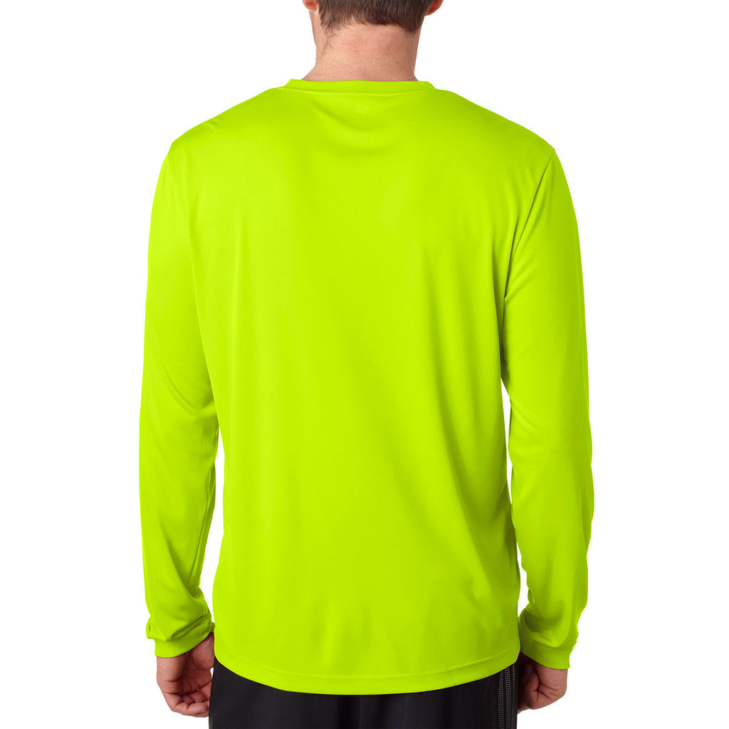 Hanes Men's Safety Green Cool DRI with FreshIQ Long-Sleeve Performance T-Shirt