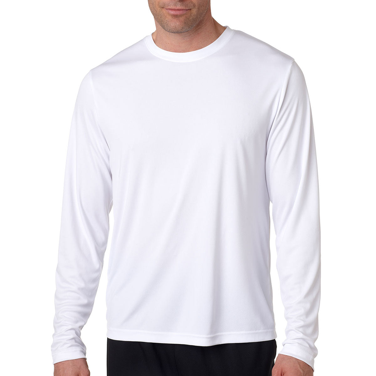 Hanes Men's White Cool DRI with FreshIQ Long-Sleeve Performance T-Shir