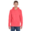 Comfort Colors Men's Neon Red Orange 6.1 oz. Long-Sleeve Hooded T-Shirt