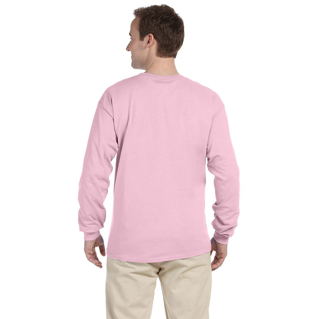 Fruit of the Loom Men's Classic Pink 5 oz. HD Cotton Long-Sleeve T-Shirt