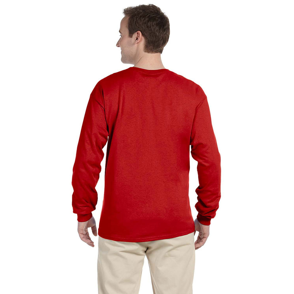 Fruit of the Loom Men's True Red 5 oz. HD Cotton Long-Sleeve T-Shirt