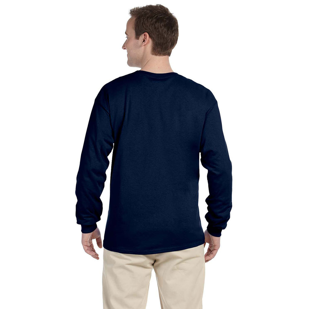 Fruit of the Loom Men's J Navy 5 oz. HD Cotton Long-Sleeve T-Shirt