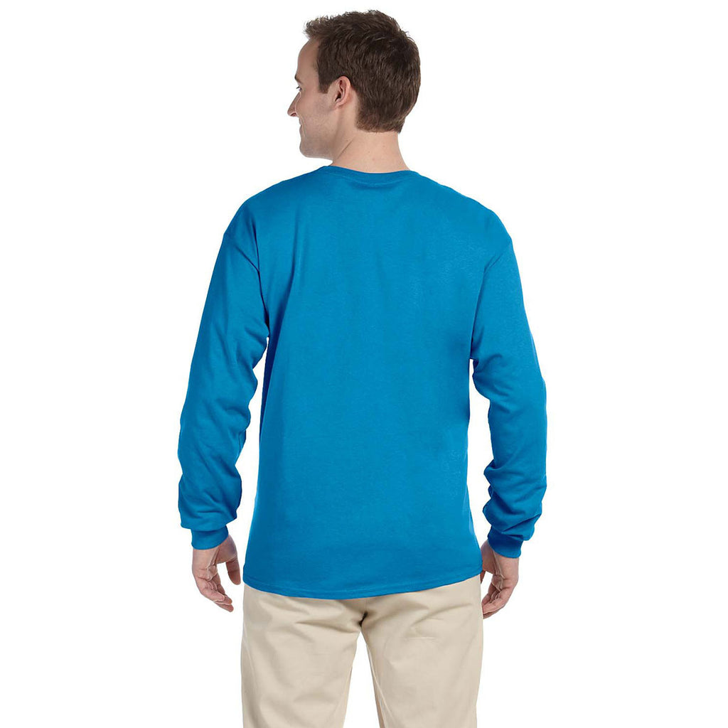 Fruit of the Loom Men's Pacific Blue 5 oz. HD Cotton Long-Sleeve T-Shirt