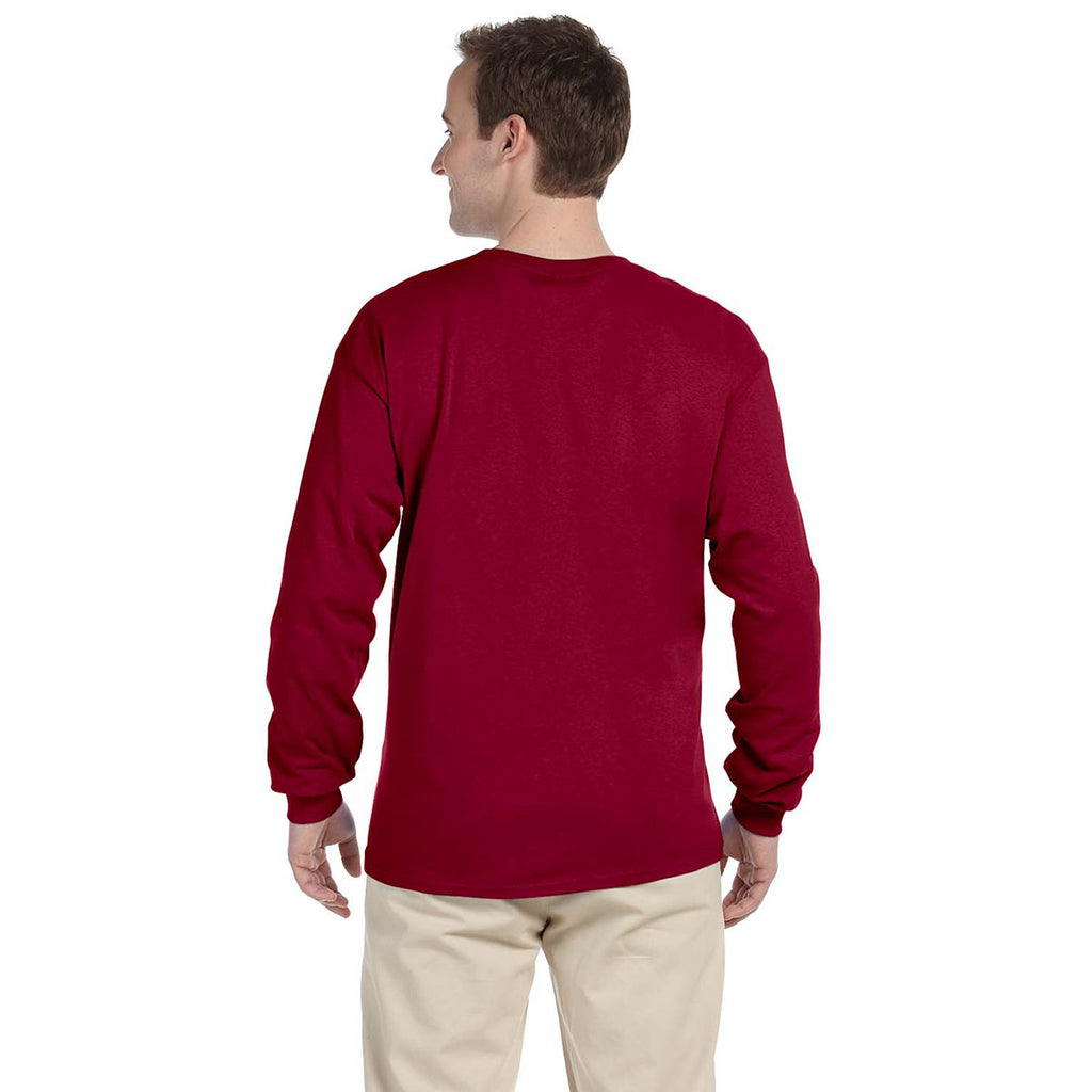 Fruit of the Loom Men's Cardinal 5 oz. HD Cotton Long-Sleeve T-Shirt