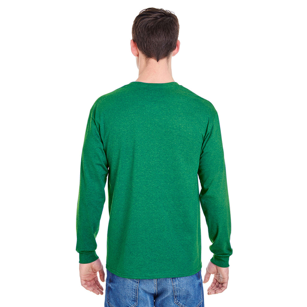 Fruit of the Loom Men's Retro Heather Green 5 oz. HD Cotton Long-Sleeve T-Shirt