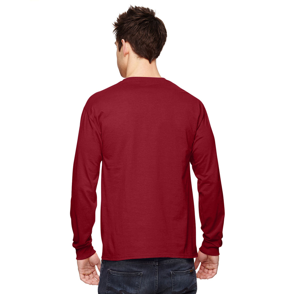 Fruit of the Loom Men's Crimson 5 oz. HD Cotton Long-Sleeve T-Shirt