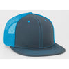 Pacific Headwear Graphite/Neon Blue D-Series Snapback Trucker Mesh Cap