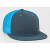 Pacific Headwear Graphite/Neon Blue D-Series Fitted Trucker Mesh Cap